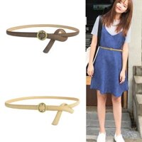 Thắt lưng da thật mỏng cho phụ nữ, thắt lưng da heo vintage đơn giản với khóa pin trang trí cho quần, đầm lông, áo len