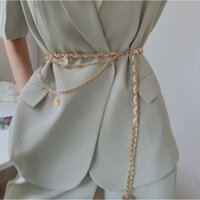 Thắt lưng dây chuyền trang trí kiểu Chanel, thắt lưng dây kim loại đa năng