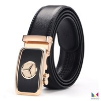 Thắt lưng dây nịt nam da bò 2 lớp Manzo 253 mặt khóa Mercedes - tặng móc khóa da bò