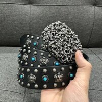 Thắt lưng ( dây nịt) nam đính đinh, mặt đúc hợp kim inox 3 màu đen , nâu bò , nâu đỏ