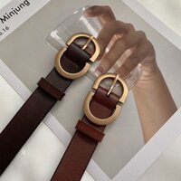 Thắt lưng, dây nịt thời trang nữ, bản rộng 2.8cm, da thật, đầu khóa hợp kim mạ màu đồng-100