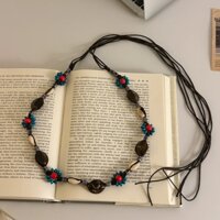 Thắt lưng dây thừng hạt hoa nâu 407