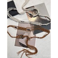 Thắt lưng dệt cho phụ nữ với váy, trang trí vintage đa năng, dây thắt lưng bohemian, phụ kiện dây thừng sáp