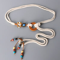 Thắt lưng dệt vintage cho phụ nữ, dây cotton, dây thắt lưng, dây đai cho váy, phụ kiện mới phong cách dân tộc