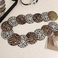 Thắt lưng in họa tiết da báo KORYES, Thắt lưng khóa bò cạp bằng kim loại cổ điển, Punk hình bầu dục phong cách Baroque phong cách Hàn Quốc Phong cách dân tộc Cummerbunds nữ