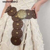 Thắt lưng khóa tròn SEPHL, Thắt lưng rỗng Y2K bằng kim loại, Da PU Punk Đen Phong cách Hàn Quốc Thắt lưng khóa kim loại Quần jean trang trí