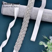 Thắt lưng kim cương giả UNMEGONI, Thắt lưng pha lê cỡ lớn bằng lụa, Ruy băng dài Bling Váy sang trọng Dây thắt lưng đám cưới