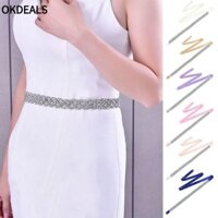 Thắt lưng kim cương giả OKDEALS, Thắt lưng pha lê cỡ lớn bằng lụa, Váy ruy băng dài sang trọng Bling Dây thắt lưng đám cưới
