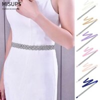 Thắt lưng kim cương giả MISUPS, Thắt lưng pha lê cỡ lớn bằng lụa, Váy ruy băng dài sang trọng Bling Dây thắt lưng phù dâu