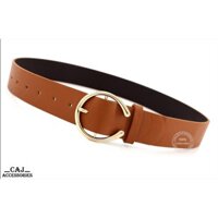 Thắt lưng mặt Chữ C da PU cao cấp CTL-108 Nâu