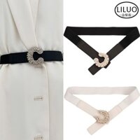 Thắt lưng mỏng hình bán nguyệt bằng đá rhinestone cho phụ nữ, thắt lưng co giãn hẹp cho váy, dây thắt lưng đa năng, màu đen bán buôn từ nhà sản xuất