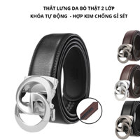Thắt lưng nam bản 3.5 cm dây lưng da bò thật 02 lớp loại MENWIS S02 khóa tự động dây nịt nam bảo hành 12 tháng
