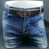 Thắt lưng nam cao cấp dành cho doanh nhân Da thật họa tiết vải lanh Khóa nhỏ giọt C @ D Quần áo chung dành cho nữ phù hợp