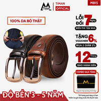 Thắt lưng nam da bò cao cấp Timan, dây nịt nam thời trang kiểu khóa kim bản nhỏ mang đi học đi làm MB15