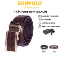 Thắt lưng nam da bò SUNPOLO Đen Nâu - BSAL01