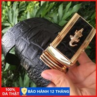 Thắt lưng nam da bò thật dập vân cá sấu, dây lưng nam da thật cao cấp, thắt lưng nam Khóa tự động mặt cá sấu - DL004