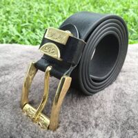 Thắt Lưng Nam Da Bò Thật Khóa Đồng Handmade 501 Black