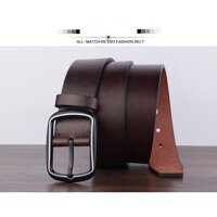Thắt Lưng Nam Da Thật, Dây Nịt Nam Da Bò 100  MAN  - Nâu