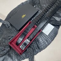 Thắt Lưng Nam Dây Nịt Da Cá Sấu Thật 100% Phần Da Bụng Trơn Màu Đen ST340 BH 24 Tháng Tặng Kèm Hộp