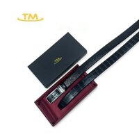 Thắt Lưng Nam Dây Nịt Da Cá Sấu Thật Phần Da Bụng Trơn Màu Đen ST340 BH 24 Tháng Tặng Kèm Hộp