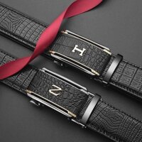 Thắt Lưng Nam, Dây Nịt Da Vân Cá Sấu Đẹp Mắt - Mặt Khoá Hình Chữ H, Z, Con Hổ Thời Trang, Thu Hút - Khoá Cài Tự Động