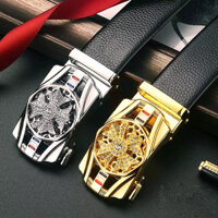 Thắt Lưng Nam Dây Nịt Nam Mặt Khóa XOAY Mạ Croom Cao Cấp Sáng Bóng - Bạc