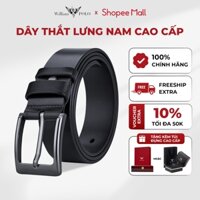Thắt lưng nam khóa gài cao cấp Williampolo, dây nịt nam da bò nguyên tấm kèm hộp và túi POLO22392