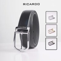 Thắt lưng nam khóa kim da bò chân kim thời trang cao cấp, Dây lưng nam khóa kim da bò trơn Brand Ricardo  - T205