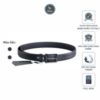 Thắt Lưng Nam Kim Xỏ Lỗ Bản To 3.5cm Chất Da Bò Crossgrain HK87