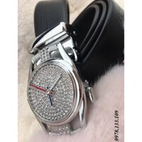 Thắt lưng nam mặt đồng hồ đá trắng vàng sang trọng
