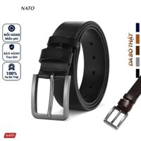 Thắt Lưng Nam SILVER Khóa Lỗ Kim Da Bò Cao Cấp Dây Nịt Bền Đẹp Sang Đi Học Làm Bản Nhỏ Đen Nâu NATO