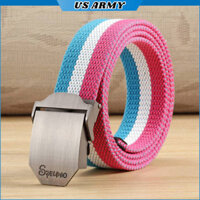 Thắt Lưng Nam Vải Bố Bền Chắc Mặt Khóa Hợp Kim Chống Ghỉ, Dây Nịt Nam Vải Dù Siêu Bền Cao Cấp -HÀNG CHÍNH HÃNG - sọc trắng hồng xanh