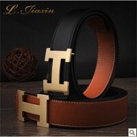 Thắt lưng nam,Dây nịt nam da nhập khẩu mặt chữ H ( dây đen)