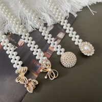 Thắt lưng ngọc trai co giãn cho phụ nữ, trang trí mỏng cho váy, phong cách Hàn Quốc, dây thắt lưng đa năng, dây chuyền áo len, dây thắt lưng thoải mái