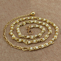 Thắt Lưng Ngọc Trai Nịt Móc Xích Chuỗi Hạt Đeo Eo Body Ngọc Trai Dây Kim Loại Mạ Vàng Đầm Váy  - TRẮNG