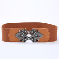 Thắt lưng nữ chun bản to 6cm TTL65 - Nâu