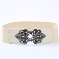 Thắt lưng nữ chun bản to 6cm TTL65 - Kem