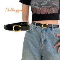 Thắt lưng nữ da mặt vàng chữ C bản 2.3cm - 2.8cm (Hỗ trợ bấm dây nịt) TLD042 - Thắt Lưng Giá Tốt