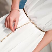 Thắt Lưng Nữ Đai Belt Nịt Móc Xích Chuỗi Hạt Đeo Eo Body Ngọc Trai Dây Kim Loại Mạ Vàng Đầm Váy Legaxi