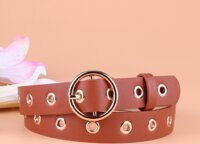 Thắt Lưng Nữ Khóa Kim Loại Tròn TL002 MayHomes, Dây Lưng Nữ, Dây Nịt Nữ Mặt Tròn Chất Liệu Da PU Bền Đẹp - Vàng Bò