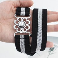 Thắt lưng vải dù kẻ phối mầu trẻ trung khóa dễ thương TTL80 - TTL80 khóa hoa,Kẻ đen trắng