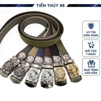 Thắt lưng vải nam cao cấp, mặt xoay đính đá, khóa trơn bền đẹp ba màu vàng, xanh rêu, đen