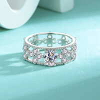 Thật sự GRA Moissanite Nhẫn Thời Trang Cỏ Ba Lá S925 Bạc Mạ Vàng Nhẫn Cưới Cho Người Phụ Nữ Kỷ Niệm Quà Tặng