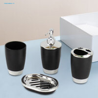 Thatshakes Bộ cốc nước súc miệng và bàn chải đánh răng Bộ phân phối kem dưỡng da Bộ phụ kiện phòng tắm 4 món kèm bàn chải đánh răng Chai dưỡng da và hộp xà phòng Lý tưởng cho người mua Đông Nam