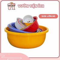 Thau nhựa tròn size lớn 60cm, chất liệu dày, bền, đa năng, dùng  trộn thức ăn, rửa chén quán ăn, giặt đồ - Vườn Tiện Ích