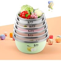 Thau Onlycook inox 304 rửa rau vo gạo nhào bột đánh trứng in hình hoa quả mùa hè dễ thương phong cách Hàn Quốc