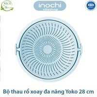 Thau Rổ Nhựa, Bộ Thau Rổ Xoay Đa Năng Yoko 28 cm, Chính Hãng Inochi Nhựa PP Nguyên Sinh - Kháng Khẩu - Khử Mùi - MÀU XANH TRÀ