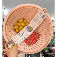 Thau Rổ Nhựa, Bộ Thau Rổ Xoay Đa Năng Yoko 28 cm, Chính Hãng Inochi Nhựa PP Nguyên Sinh - Kháng Khẩu - Khử Mùi - MÀU HỒNG
