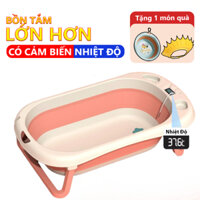 Thau tắm cho bé sơ sinh gấp gọn đa năng có cảm biến, kích thước lớn nhựa nguyên sinh an toàn