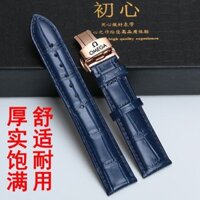 Thay thế dây đeo đồng hồ Omega Bướm Bay Da Bò Dây Da Thật Nam Nữ Khóa Bướm Cá Ngựa 300 Speedmaster Dây Đeo Đa Năng 20mm